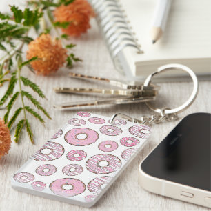 Pattern Of Doughnuts, Pink Doughnuts, Sprinkles Keychain