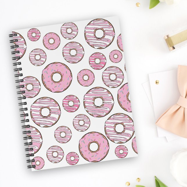 Pattern Of Doughnuts, Pink Doughnuts, Sprinkles Notebook (Creator Uploaded)