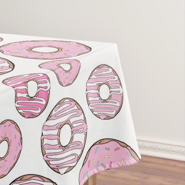 Pattern Of Doughnuts, Pink Doughnuts, Sprinkles Tablecloth (In Situ)