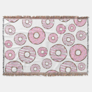 Pattern Of Doughnuts, Pink Doughnuts, Sprinkles Throw Blanket