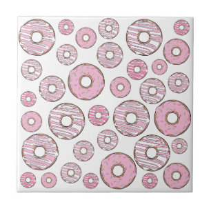 Pattern Of Doughnuts, Pink Doughnuts, Sprinkles Tile