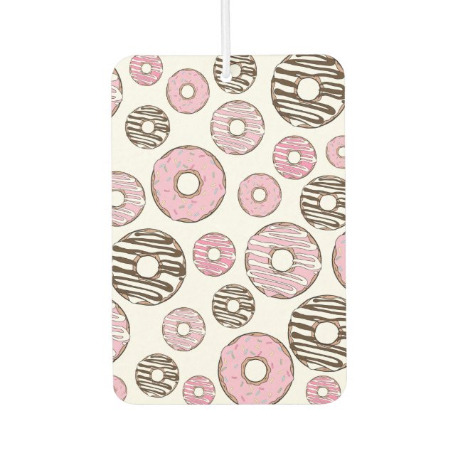 Pattern Of Doughnuts, Pink Doughnuts, White Doughn Air Freshener (Front)
