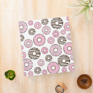 Pattern Of Doughnuts, Pink Doughnuts, White Doughn Binder
