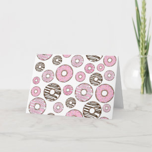 Pattern Of Doughnuts, Pink Doughnuts, White Doughn Card