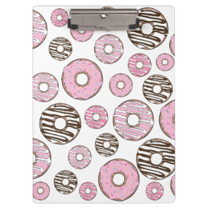 Pattern Of Doughnuts, Pink Doughnuts, White Doughn Clipboard