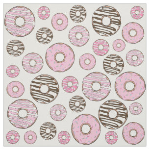 Pattern Of Doughnuts, Pink Doughnuts, White Doughn Fabric