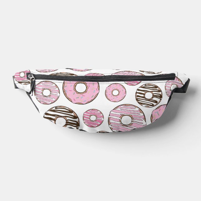 Pattern Of Doughnuts, Pink Doughnuts, White Doughn Fanny Pack (Lay Down)