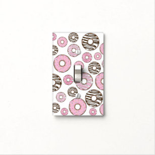 Pattern Of Doughnuts, Pink Doughnuts, White Doughn Light Switch Cover