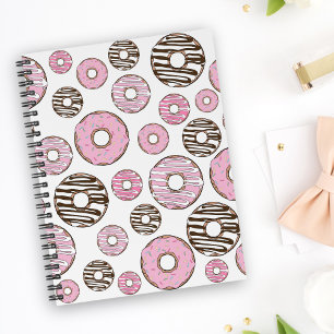 Pattern Of Doughnuts, Pink Doughnuts, White Doughn Notebook
