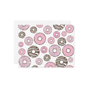 Pattern Of Doughnuts, Pink Doughnuts, White Doughn Postcard