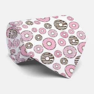 Pattern Of Doughnuts, Pink Doughnuts, White Doughn Tie