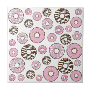 Pattern Of Doughnuts, Pink Doughnuts, White Doughn Tile