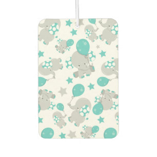 Pattern Of Elephants, Cute Elephants - Blue Grey Air Freshener