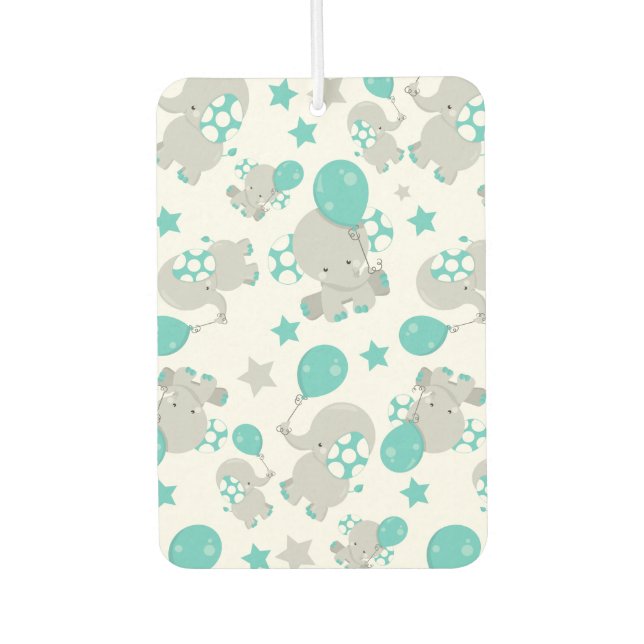 Pattern Of Elephants, Cute Elephants - Blue Grey Air Freshener (Front)