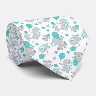 Pattern Of Elephants, Cute Elephants - Blue Grey Tie