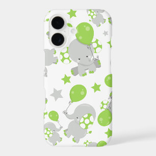 Pattern Of Elephants, Cute Elephants - Green Grey