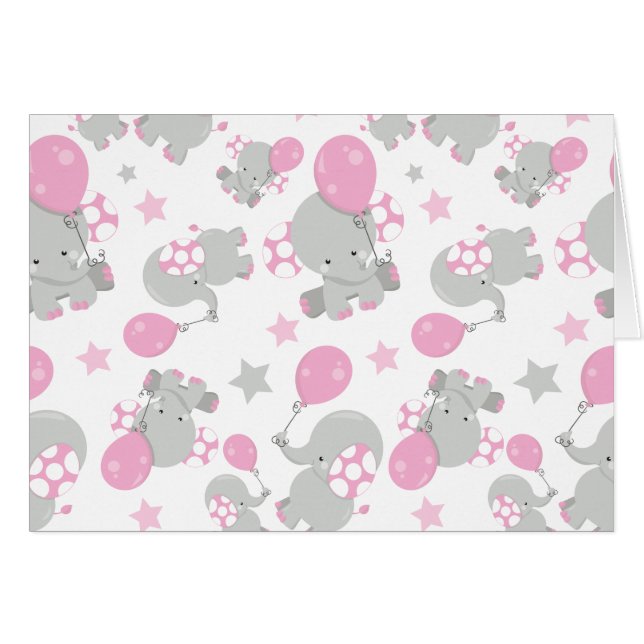 Pattern of Elephants, Cute Elephants - Pink Gray (Devant horizontal)