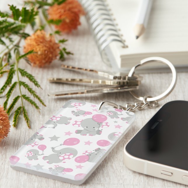 Pattern of Elephants, Cute Elephants - Pink Gray (Devant droit)