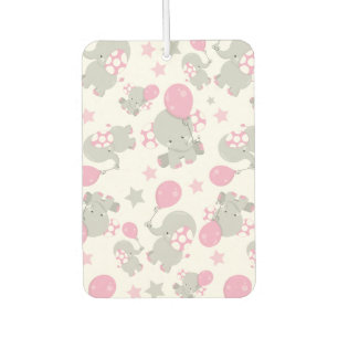 Pattern Of Elephants, Cute Elephants - Pink Grey Air Freshener
