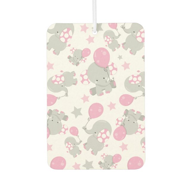 Pattern Of Elephants, Cute Elephants - Pink Grey Air Freshener (Front)