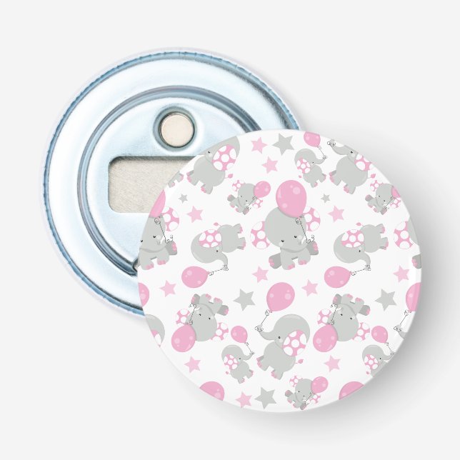 Pattern Of Elephants, Cute Elephants - Pink Grey Bottle Opener (Front)
