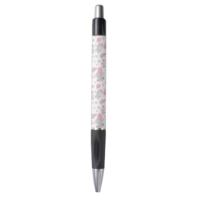 Pattern Of Elephants, Cute Elephants - Pink Grey Pen (Front Vertical)