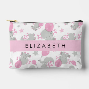 Pattern Of Elephants, Cute Elephants, Your Name Accessory Pouch