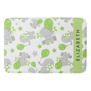 Pattern Of Elephants, Cute Elephants, Your Name Bath Mat