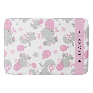 Pattern Of Elephants, Cute Elephants, Your Name Bath Mat