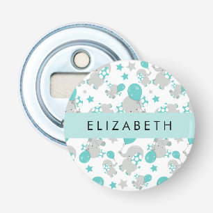 Pattern Of Elephants, Cute Elephants, Your Name Bottle Opener
