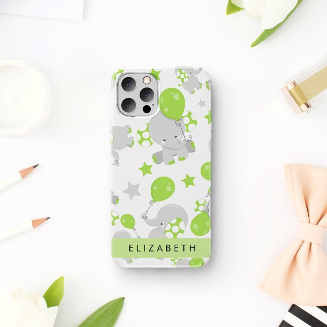 Pattern Of Elephants, Cute Elephants, Your Name iPhone 16 Case (Creator Uploaded)
