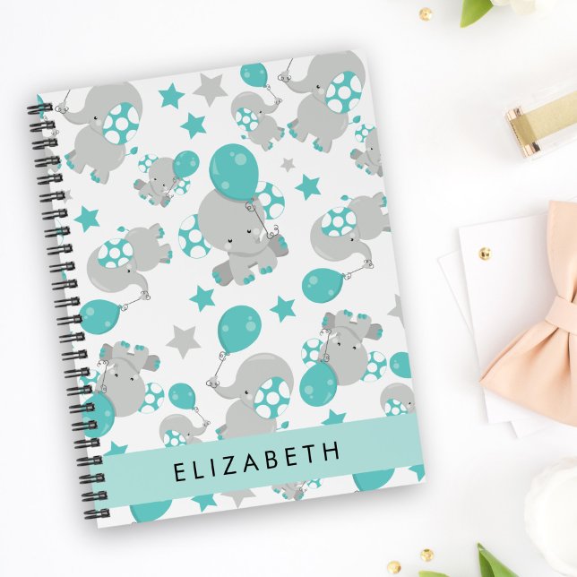 Pattern Of Elephants, Cute Elephants, Your Name Notebook (Creator Uploaded)