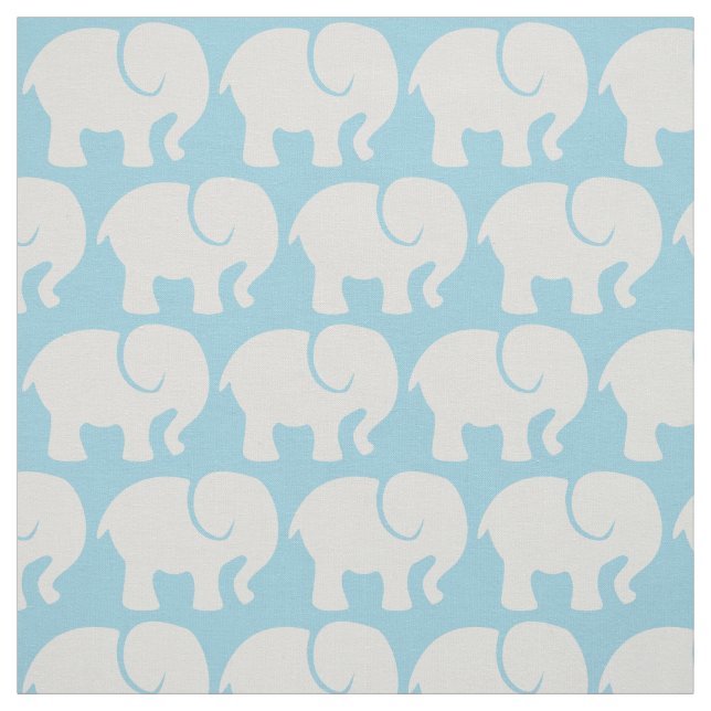 Pattern Of Elephants, Elephant Pattern, Blue Fabric (Swatch)