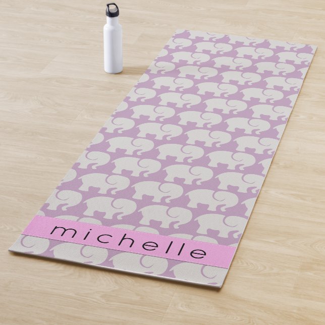 Pattern Of Elephants, Elephant Pattern, Your Name Yoga Mat (In Situ)