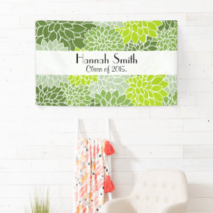 Pattern Of Flowers, Green Dahlia, Graduation Banner