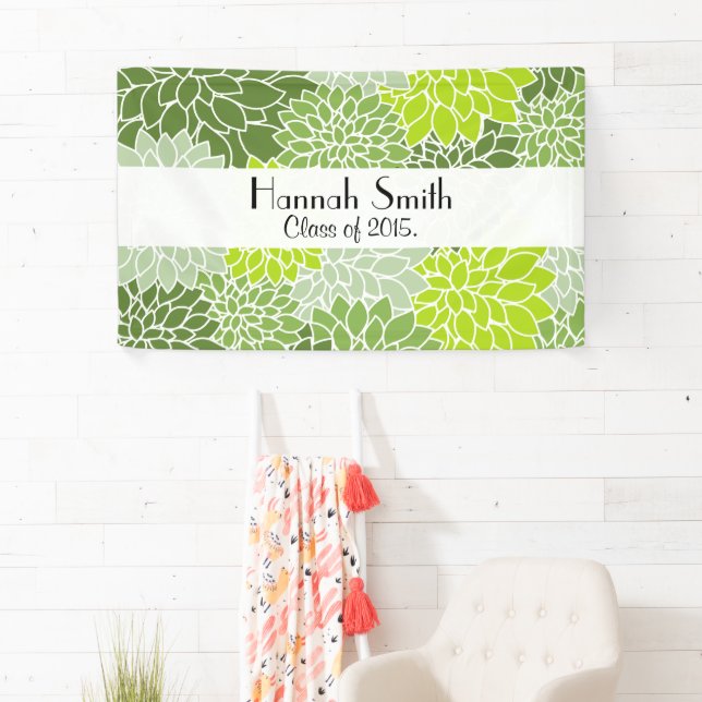 Pattern Of Flowers, Green Dahlia, Graduation Banner (Insitu)