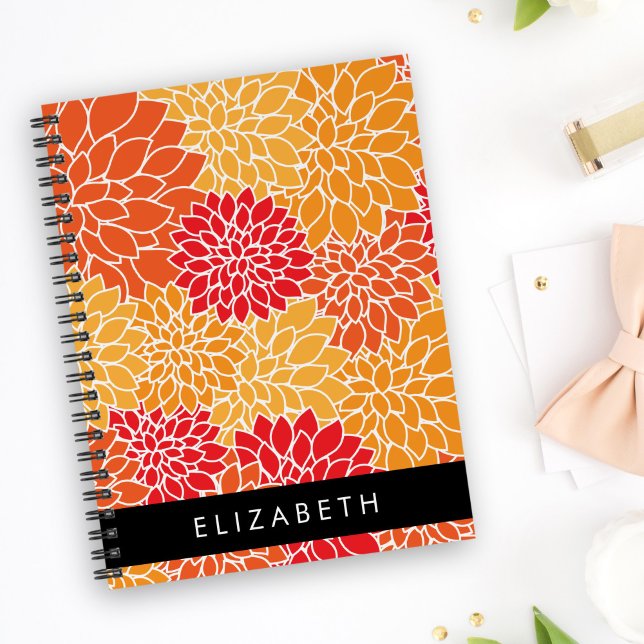 Pattern Of Flowers, Orange Dahlia, Your Name Planner (Creator Uploaded)