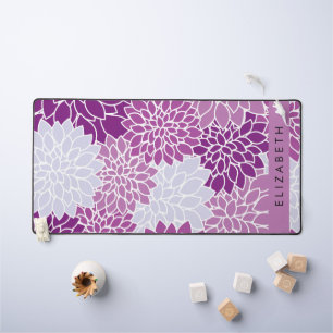 Pattern Of Flowers, Purple Dahlia, Your Name Desk Mat