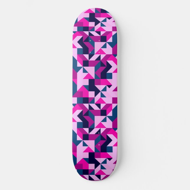 Pattern of geometric shapes triangles and squares  skateboard (Front)