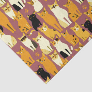Pattern of Ginger, Black and White Cats Tissue Paper