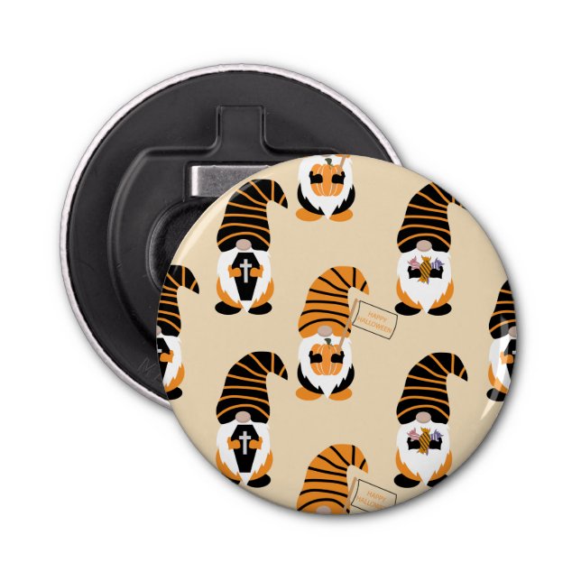 Pattern Of Gnomes, Halloween Gnomes Trick Or Treat Bottle Opener (Front)