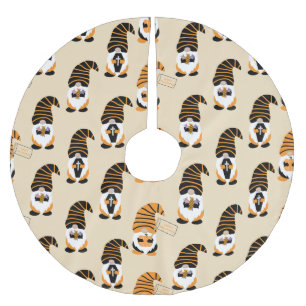 Pattern Of Gnomes, Halloween Gnomes Trick Or Treat Brushed Polyester Tree Skirt