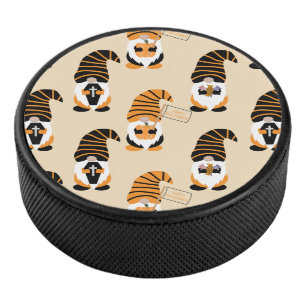 Pattern Of Gnomes, Halloween Gnomes Trick Or Treat Hockey Puck