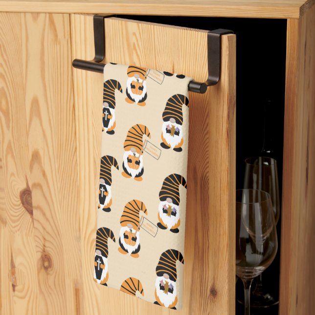 Pattern Of Gnomes, Halloween Gnomes Trick Or Treat Kitchen Towel (Thirds Fold)
