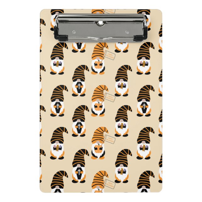 Pattern Of Gnomes, Halloween Gnomes Trick Or Treat Mini Clipboard (Front)