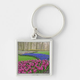 Pattern of Grape Hyacinth, tulips, and 2 Keychain