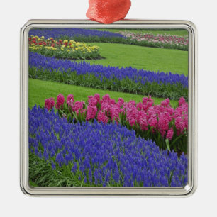 Pattern of Grape Hyacinth, tulips, and Metal Ornament