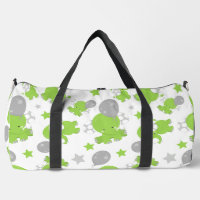 Pattern Of Green Elephants, Cute Elephants, Stars