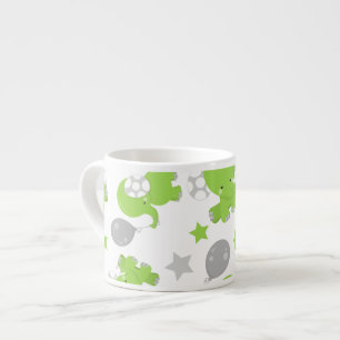 Pattern Of Green Elephants, Cute Elephants, Stars Espresso Cup