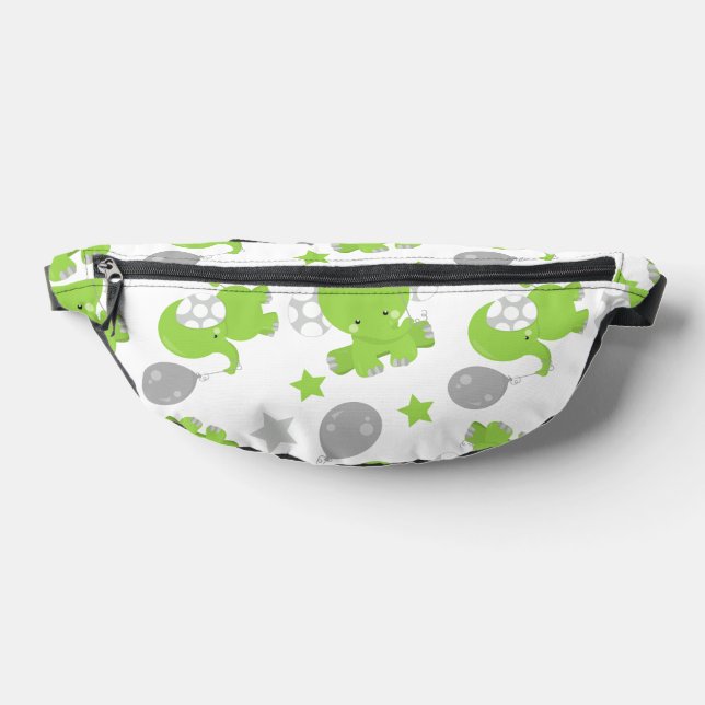 Pattern Of Green Elephants, Cute Elephants, Stars Fanny Pack (Lay Down)
